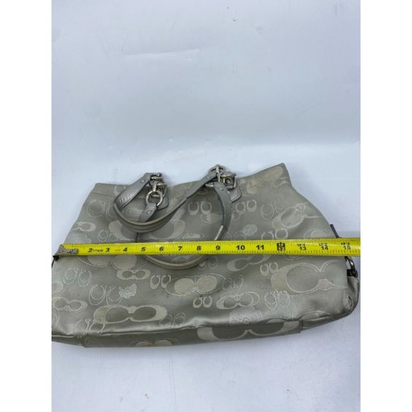 COACH Large Silver Jacquard Fabric Tote Bag - Picture 9 of 13